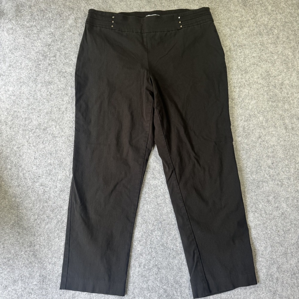 JM Collection Petite Pull-On‎ Pants PL Short Black Studded Waist Stretch